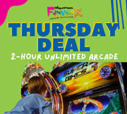 Thursday Deal - 2-hour Unlimited Arcade for $19.95
